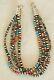 Turquoise Coral Sterling Silver 5 Strand Beaded Necklace 17.5 110 Grams Unique