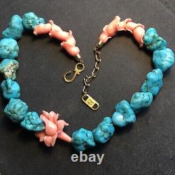 Turquoise Heavy necklace Crystal Healing Gemstone &angel Coral/shell Flowers 80g