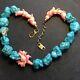 Turquoise Heavy Necklace Crystal Healing Gemstone &angel Coral/shell Flowers 80g