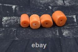 UNDYED Antique bead stone sea Natural Coral Salmon red necklace Tibet Mongolia