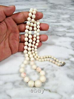 VICTORIAN NATURAL ANGEL SKIN CORAL BEADED NECKLACE 14K GOLD CLASP 32 1/2 70.5g