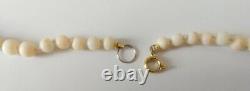 VINTAGE ANGEL SKIN CORAL BEAD NECKLACE GRADUATED 3/16 to 11/16 14 3/4 long