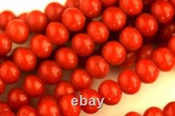 VINTAGE EIGHT STRANDS RED NATURAL MEDITERRANEAN CORAL BEAD NECKLACE 67,7g