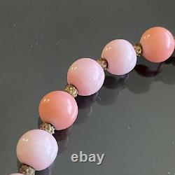 VINTAGE French LOUIS ROUSSELET Salmon CORAL Carved GLASS Galalith BEADS Necklace