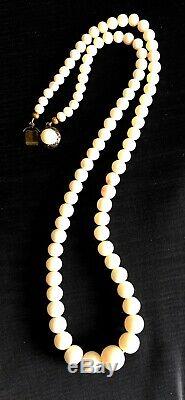 VINTAGE GENUINE ANGEL SKIN CORAL BEADED NECKLACE 835 SILVER CLASP 21, 39.8 gr