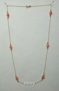 VINTAGE ITALIAN 14ct GOLD & CORAL BEAD NECKLACE 450mm & 2.67 GRAM SN904