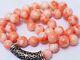 Vintage Natural Angel Skin Coral 12mm Bead Necklace, 23 Long 110g, Silver Clasp