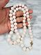 Vintage Natural Angel Skin Coral Graduated Beaded Necklace 14k Gold Clasp 126g