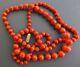Vintage Real Carved Red Coral Bead Long Knotted Necklace 24g