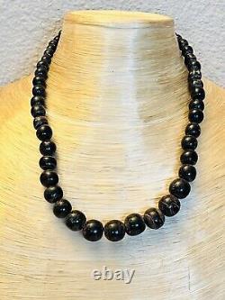 VTG Black Coral Genuine Necklace Authentic Natural Large beads Collar 32g