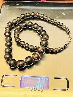 VTG Black Coral Genuine Necklace Authentic Natural Large beads Collar 32g