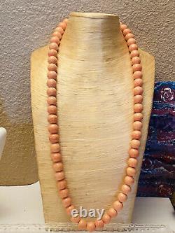 VTG Genuine natural Necklace Authentic Sponge Coral Beads Beaded Graduated 12mm