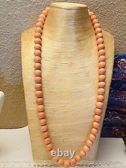 VTG Genuine natural Necklace Authentic Sponge Coral Beads Beaded Graduated 12mm