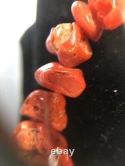 VTG Red Branch Coral Graduated Bead 30 Long Necklace 54 Gram