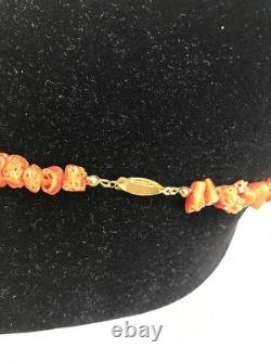 VTG Red Branch Coral Graduated Bead 30 Long Necklace 54 Gram