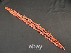 VTG Red Coral Natural Necklace Choker collar beaded Branch Multi 1940s