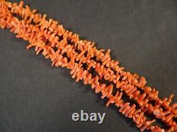 VTG Red Coral Natural Necklace Choker collar beaded Branch Multi 1940s