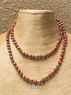 VTG Red Coral Natural Necklace collar beaded Strand Graduated Genuine