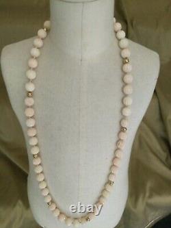 VTG White Coral Blush Necklace Earrings Set 14k Gold Clasp Screw Charity DS29