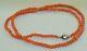 Victorian 18.5 Inches Natural Coral Beaded Necklace With Paste Sterling Clasp