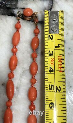 Victorian ANTIQUE 33.9 Gram Undyed Natural Red Coral GENUINE BEADS NECKLACE 32