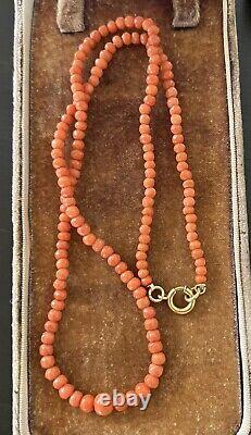 Victorian Antique Graduated Salmon Coral Gold Filled Necklace