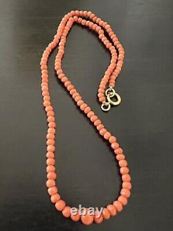 Victorian Antique Graduated Salmon Coral Gold Filled Necklace