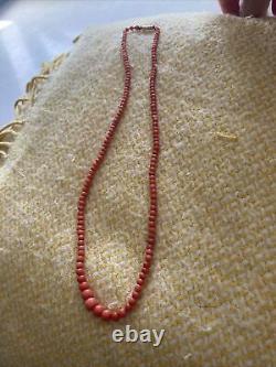 Victorian Coral Beads Necklace With 9Ct Gold Barrel Fastener