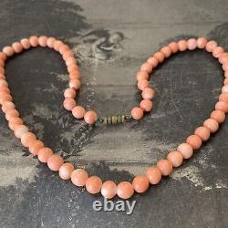 Victorian Coral Necklace with original antique brass screw fastener 48cm long