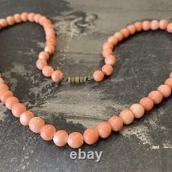 Victorian Coral Necklace with original antique brass screw fastener 48cm long