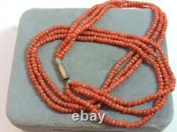 Victorian Dainty 3 strand Salmon Coral bead strand 17 Necklace 18.7g Ce 112.1