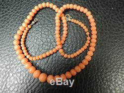 Victorian Naturally pink Mediterranean Coral Beads Necklace 18 3/4