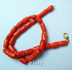 Victorian Vintage Coral Irregular Gemstone 183G Necklace Handcrafted Very Long