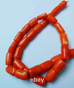 Victorian Vintage Coral Irregular Gemstone 183G Necklace Handcrafted Very Long