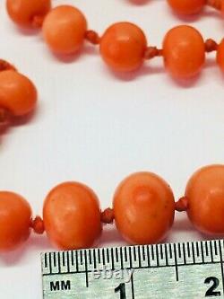 Victorian necklace genuine CORAL beads undyed natural colour 23g