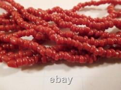 Vintage 10 Strand Deep Red Coral Choker Necklace 18G 1,000 Bead Necklace