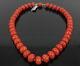 Vintage 11mm Natural Untreated Red Ox Blood Coral & 10k Yellow Gold Necklace