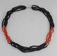 Vintage 14k Gold 5-strand Onyx And Natural Red Coral Twisted Torsade Necklace