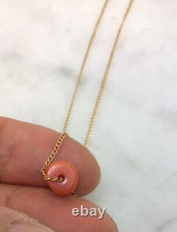 Vintage 14K Gold Chain Coral Bead Necklace