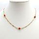 Vintage 14k Gold Mediterranean Red Sea Coral Bead Stations Chain Necklace 16in