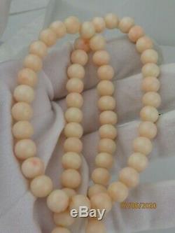 Vintage 14K Yellow Gold Italian Genuine Beaded Angel Skin Coral Necklace
