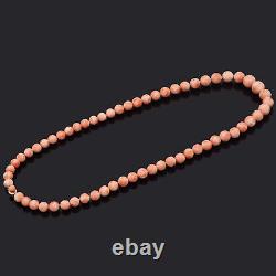 Vintage 14K Yellow Gold Salmon Coral Large 12-18 mm Long Beaded Necklace 213.2G