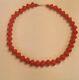 Vintage 14k Gold Clasp Faux Carnelian / Coral Bead Collar Necklace
