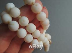 Vintage 14k Yellow Gold Angel Skin Coral Bead Necklace, 20, 11.5MM