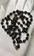 Vintage 14k Yellow Gold Black Coral Beaded Necklace 22 In