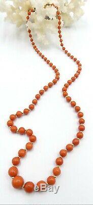 Vintage 14k gold beads & natural coral beads necklace