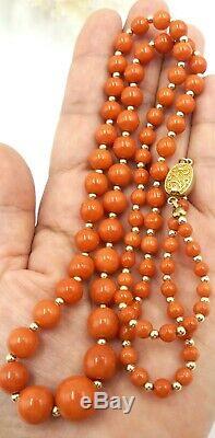 Vintage 14k gold beads & natural coral beads necklace
