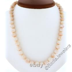 Vintage 16.5 8.5mm Angle Skin Bead Coral Strand Necklace with 14k Gold Clasp