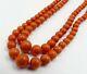Vintage 18k Gold Clasp W Double String Natural Graduated Coral Beads Necklace 47