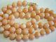 Vintage 1950 Pink Salmon Coral 7mm Beaded Necklace 14k Gold Clasp 18 Knotted